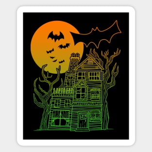 Haunted House Neon Gradient Magnet